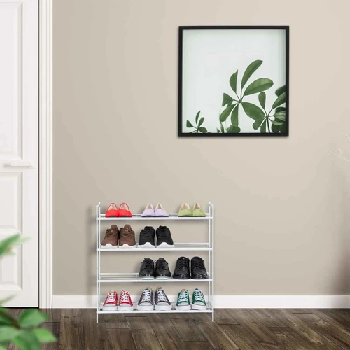 Batų lentyna Relaxdays, 4 lentynos, iki 12 porų, Auksinė, 70 × 70 × 26 cm - Batų dėžės, stovai