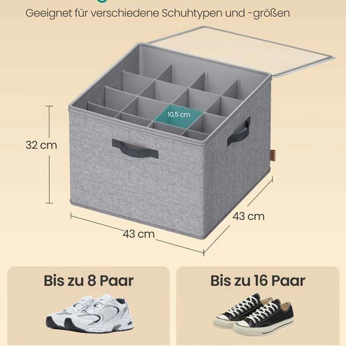 Batų organizatorius SONGMICS, iki 16 porų, Pilka - Batų dėžės, stovai