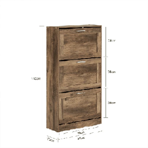 Batų spintelė 60x23x115cm., rudos/sidabrinės spalvos - Batų dėžės, stovai