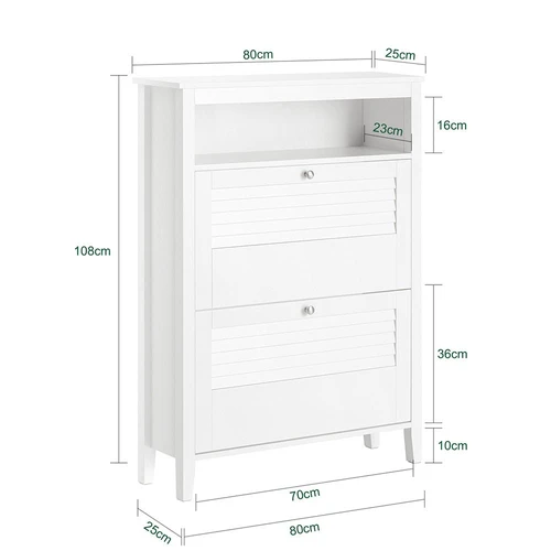 Batų spintelė 80x25x108cm., baltos/sidabrinės spalvos - Batų dėžės, stovai