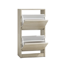 Moderni ąžuolo spintelė su plastikiniais krepšiais