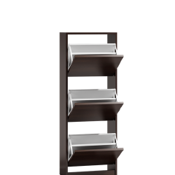 Tamsiai ruda spintelė su plastikiniu krepšiu