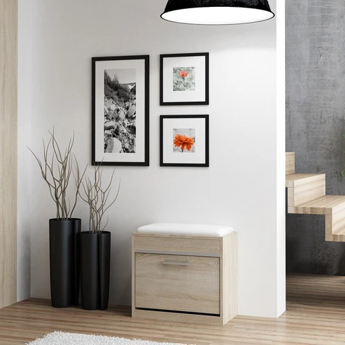 Medinė batų spintelė su PVC kraštais ir ąžuolo spalva