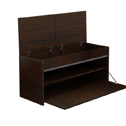 Elegantiška batų spintelė su dekoratyvine aliuminio juostele ir daiktadėže