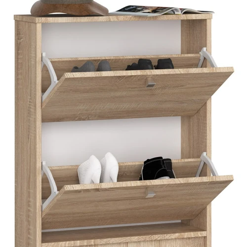 Tvarkinga batų laikykla su pakeliamais stalčiais