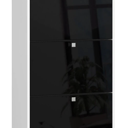 Batų spintelė NORE3, blizgios baltos/juodos spalvos