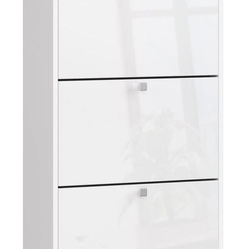 Batų spintelė NORE3, blizgios baltos/juodos spalvos