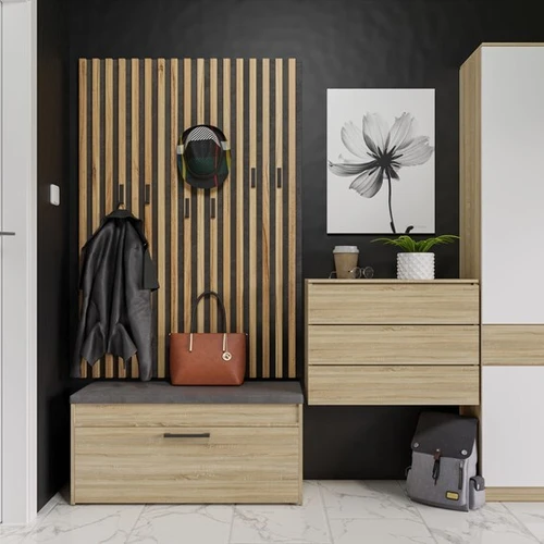 Minkšta sėdynė ir drėgmei atsparus paviršius batų spintelėje