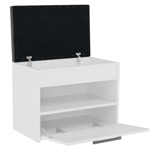 Tvirtas ir atsparus batų spintelė su minkšta pilka sėdyne