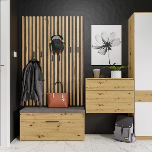 Drėgmei atspari batų spintelė su patogia sėdyne