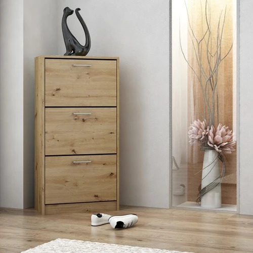 Ruda spintelė su plastikiniu krepšiu batams