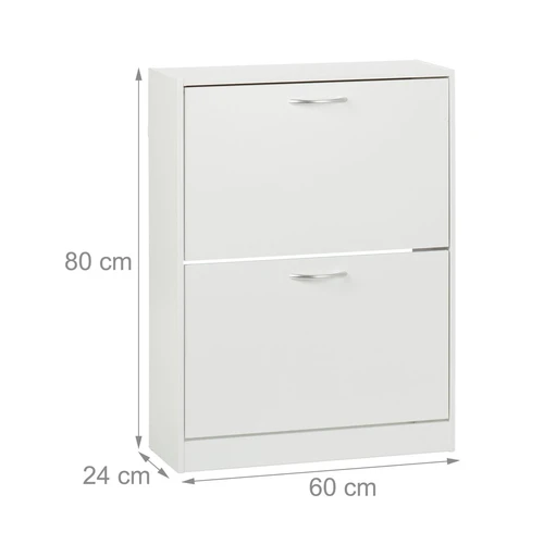Batų spintelė Relaxdays 10048932_340, 2 skyriai, Balta, 60 × 80 × 24 cm - Batų dėžės, stovai