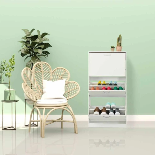 Batų spintelė Relaxdays 10048932_341, 3 skyriai, Balta, 60 × 116 × 24 cm - Batų dėžės, stovai