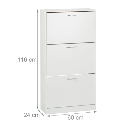 Batų spintelė Relaxdays 10048932_341, 3 skyriai, Balta, 60 × 116 × 24 cm - Batų dėžės, stovai