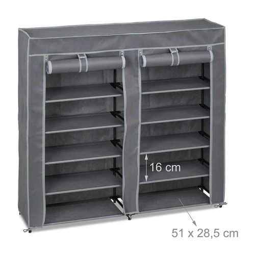Batų spintelė Relaxdays, 12 skyrių, apie 36 poros, Pilka, 115 × 107 × 30 cm - Batų dėžės, stovai