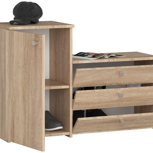 Patogi batų spintelė su 3 lentynomis ir komoda