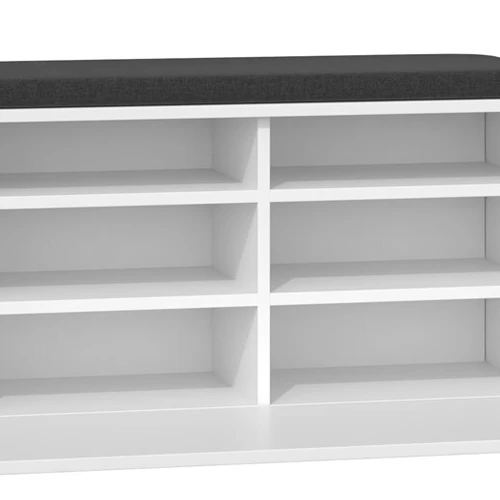 Moderni balta spintelė su pilka pagalvėle