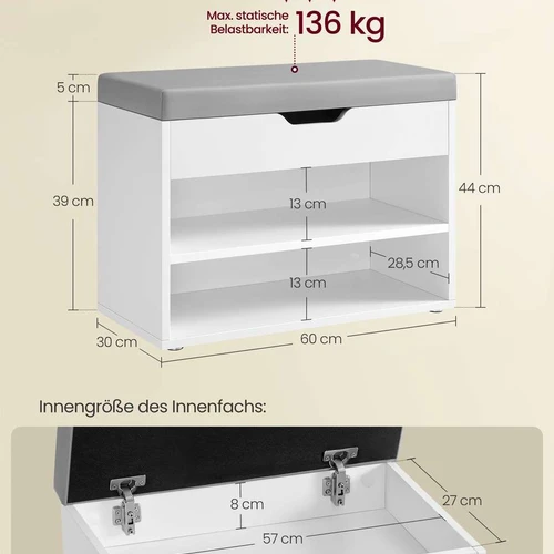 Ilgaamžis batų suolas su dėže iki 136 kg