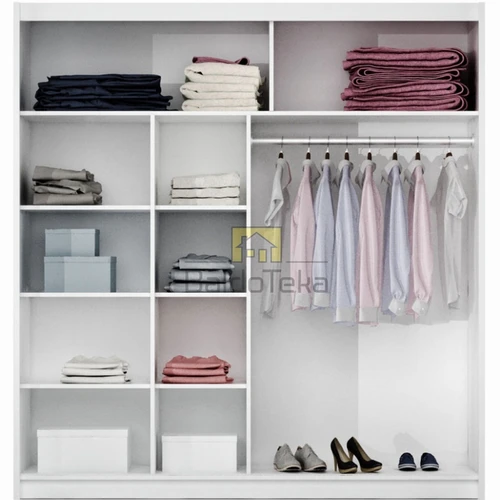 Moderni veidrodinė spinta su LMDP korpusu ir stiklo detalėmis