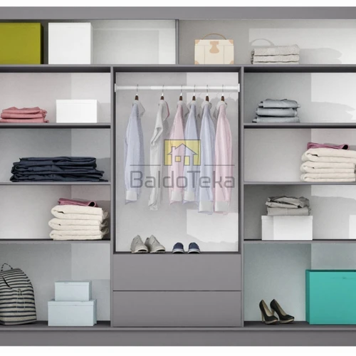 Grafitinė matinė spinta su veidrodžiu ir juodu stiklu