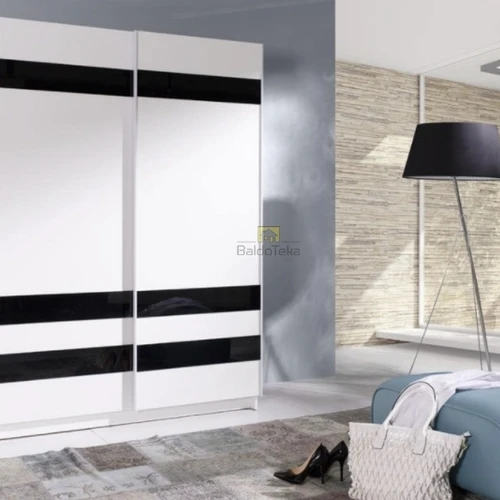 Ergonominė spinta su moderniu dizainu – balta matinė ir juodas stiklas