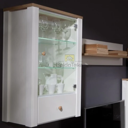 Elegant LMDP Cabinet in Cream & Golden Oak 63x92x35 cm