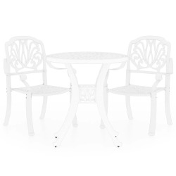 Bistro baldų komplektas, baltas, lietas aliuminis, 3 dalių - Lauko baldų komplektai