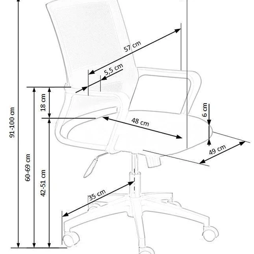 Moderni biuro kėdė su reguliuojama aukštyne ir pasvirusiu atlošu