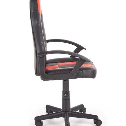 Moderni juoda-raudona kėdė su eko oda ir paprastu mechanizmu