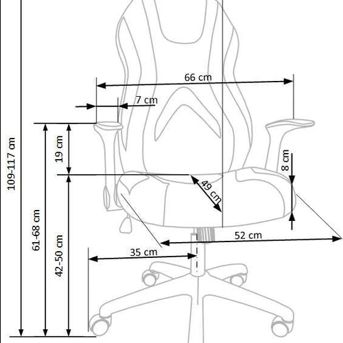 Kėdės su TILT mechanizmu, 66/64/109-117/42-50 cm