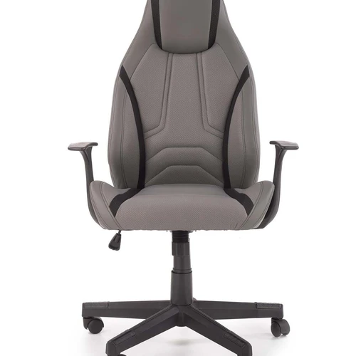 Moderni kėdė su perforuota eko oda ir pilka spalva