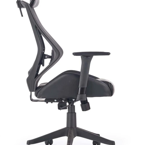 Minkšta eko oda ir tinklelis – juodos bei pilkos spalvos kėdės