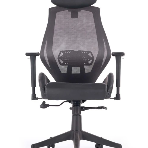 Stilingos kėdės su eko oda ir reguliuojamais porankiais – juoda ir pilka