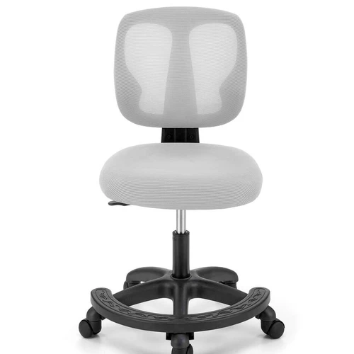 Ergonomiškas kėdės modelis su paprastu mechanizmu ir pilka spalva