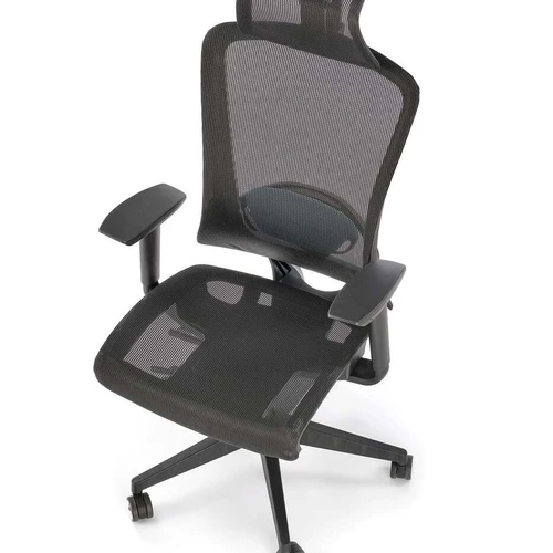 Stilinga juoda kėdė su ergonominėmis funkcijomis