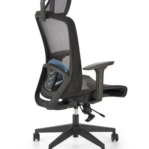 Juodos spalvos kėdė su sinchroniniu mechanizmu ir reguliuojamomis atramomis