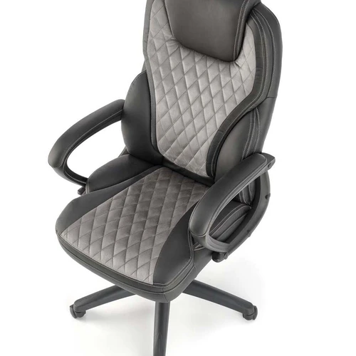 Modernus juodos ir pilkos spalvos fotelis su reguliuojama atlošo padėtimi