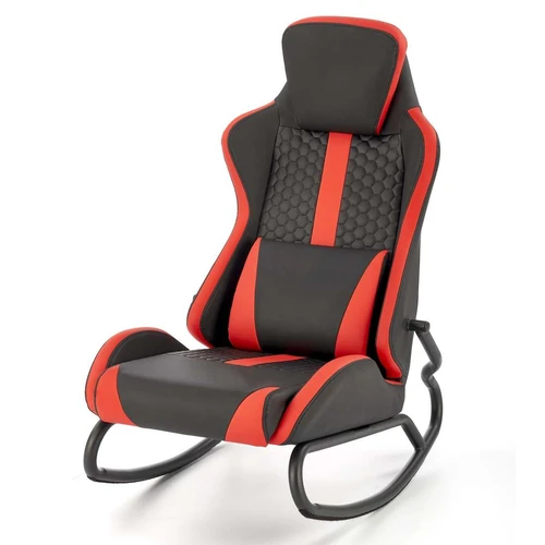 Ergonominės kėdės su sulankstoma nugarą, eko oda, juoda/raudona