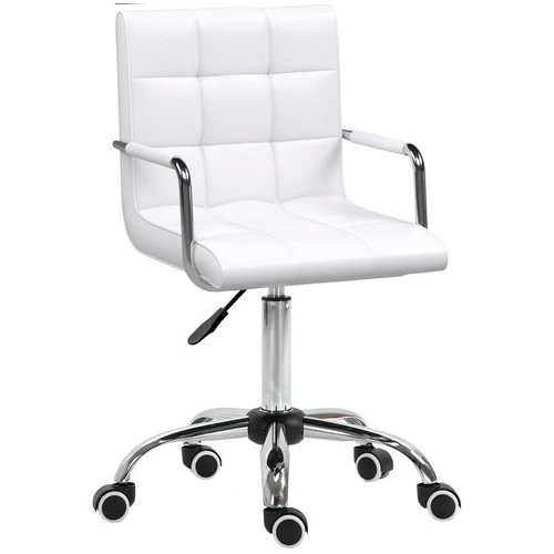 Biuro kėdė Homcom 52,5x54x99cm., baltos/sidabrinės spalvos