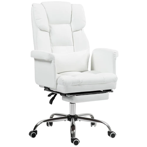 Biuro kėdė Homcom 69x65x115cm., baltos/sidabrinės spalvos