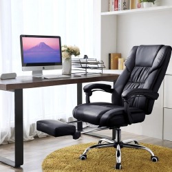 Biuro kėdė iš dirbtinės odos OBG71B, juodos spalvos - Darbo kėdės