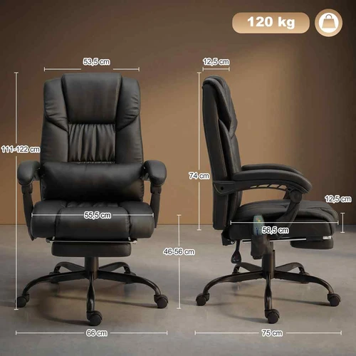 Patogi biuro kėdė su atlošu iki 130° ir kojų atrama