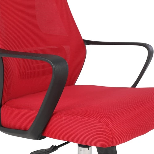 Raudona biuro kėdė su reguliuojamomis funkcijomis