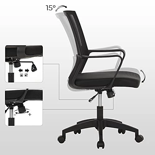 Juoda biuro kėdė su svirties funkcija