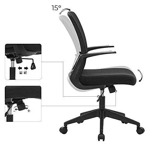 Juoda biuro kėdė su reguliuojamu atlošu