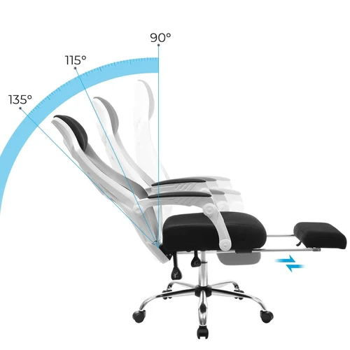 Balta-tamsiai pilka kėdė su putplasčio paminkštinimu ir audinio apvalkalu