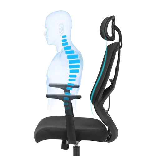 Juodos spalvos biuro kėdė su poliestro ir plastiko medžiagomis