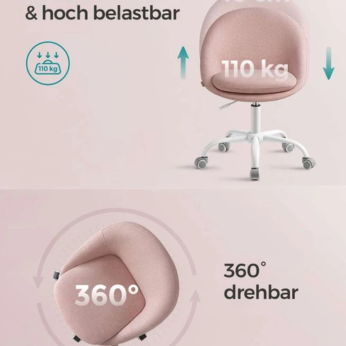 Biuro kėdė, rožinės/baltos spalvos - Darbo kėdės