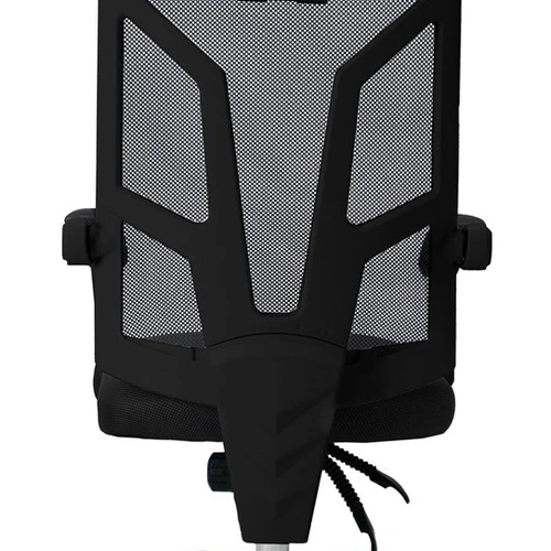 Moderni juoda biuro kėdė su chromuota kryžme ir tinkleliu