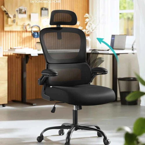 Biuro kėdė SONGMICS OBN041B01, su sulankstomais porankiais, 71,5 × 116–135 × 64 cm - Darbo kėdės